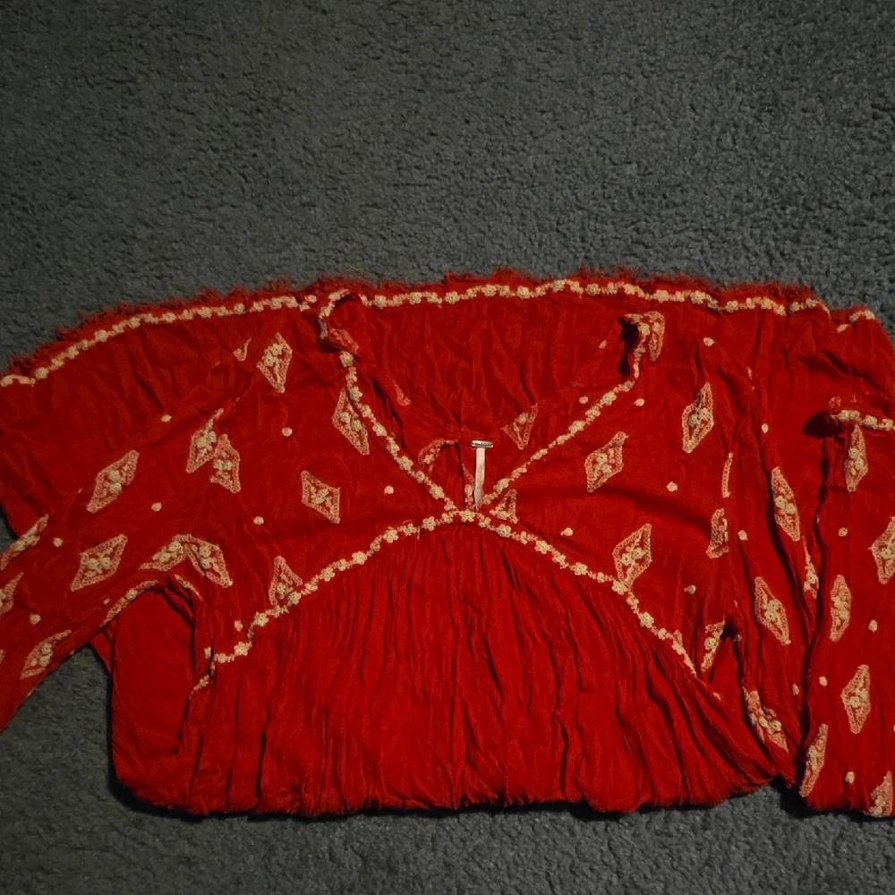Free People Red Bohemian Tunic/Minidress